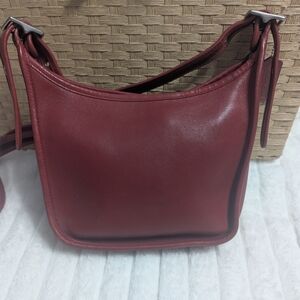 Coach Deep Red Leather Shoulder Bag